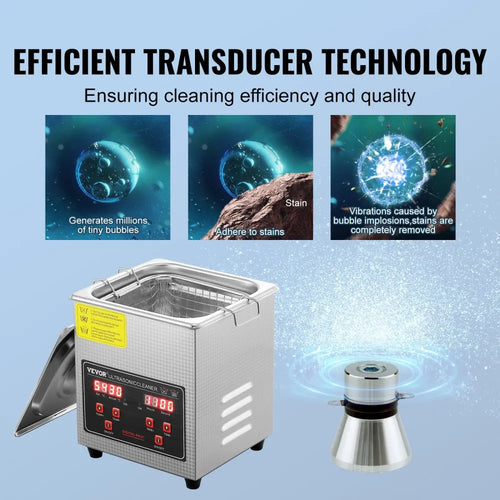 Ultrasonic Cleaner 1.3L Digital Stainless Ultra Sonic Bath Cleaning Timer Heat