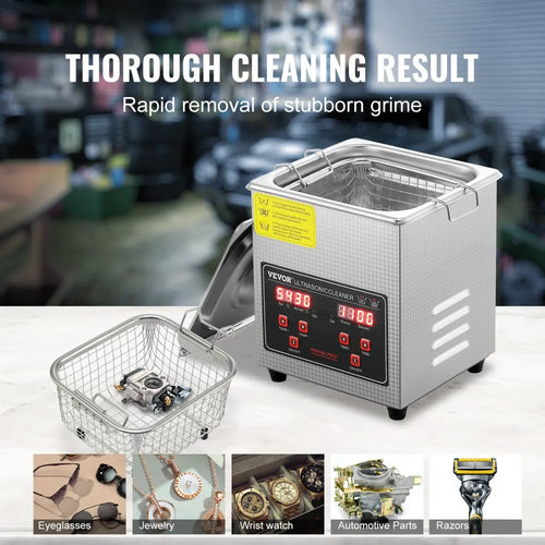 Ultrasonic Cleaner 1.3L Digital Stainless Ultra Sonic Bath Cleaning Timer Heat