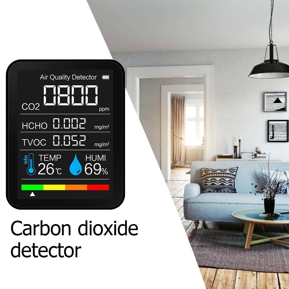 Carbon Dioxide Temperature Humidity TVOC HCHO CO2 Meter Detector Analyzer 5in1