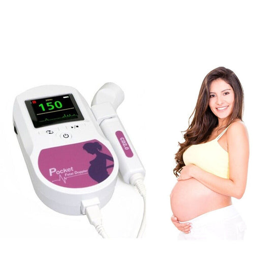 Fetal Doppler Baby Heart Beat Rate Monitor Sound C1 Pink 2MHZ Probe CONTEC