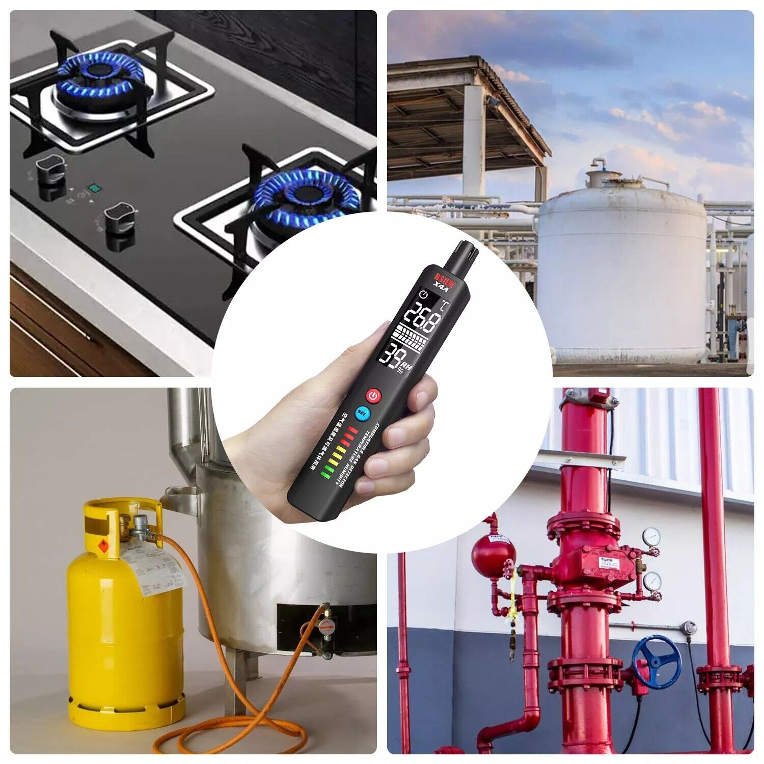 Portable Gas Leak Temperature Humidity Detector Air Tester LCD Display BSIDE X4A