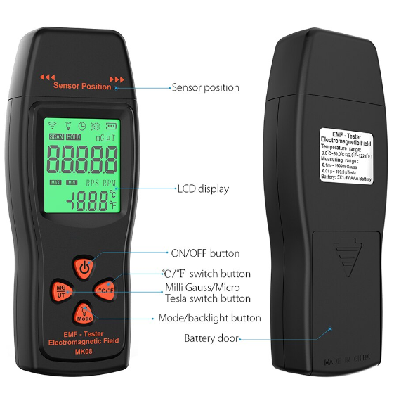Electromagnetic Field Radiation Detector EMF Tester Meter Handheld Measure