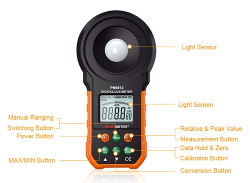 Lux Light Meter 0-200,000 Digital & Analog LCD Display Measuring Light PM6612