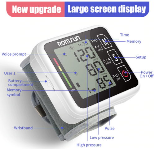 Wrist Blood Pressure Monitor Meter Portable Automatic Heart Rate Pulse DGG518