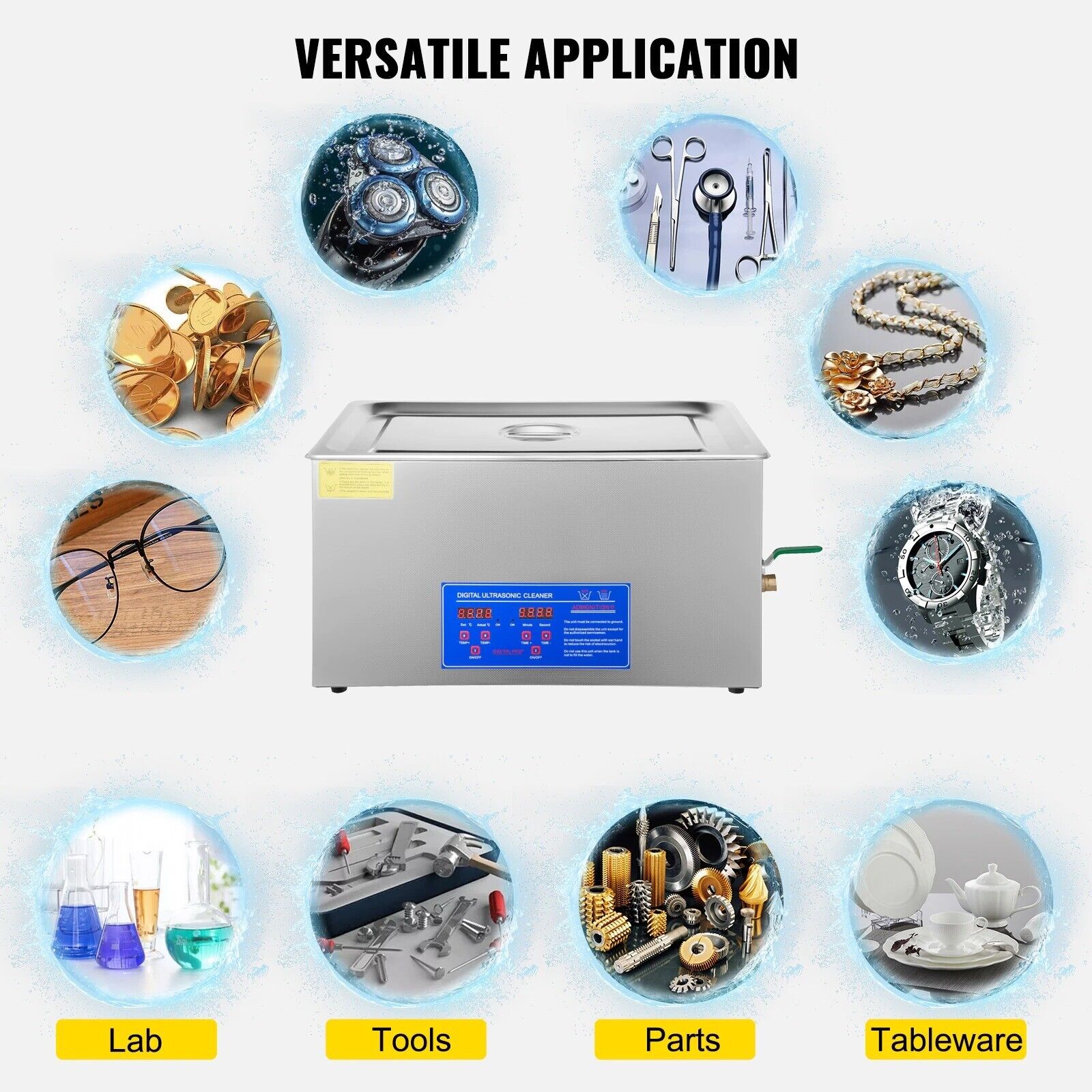 Ultrasonic Cleaning Bath 10L Digital Stainless Ultrasonic Cleaner Time