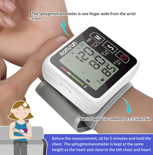 Wrist Blood Pressure Monitor Meter Portable Automatic Heart Rate Pulse DGG518