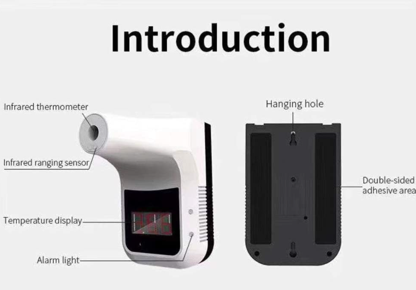 Wall Mounted Digital Thermometer Non-contact Temperature With Alarm & USB K3