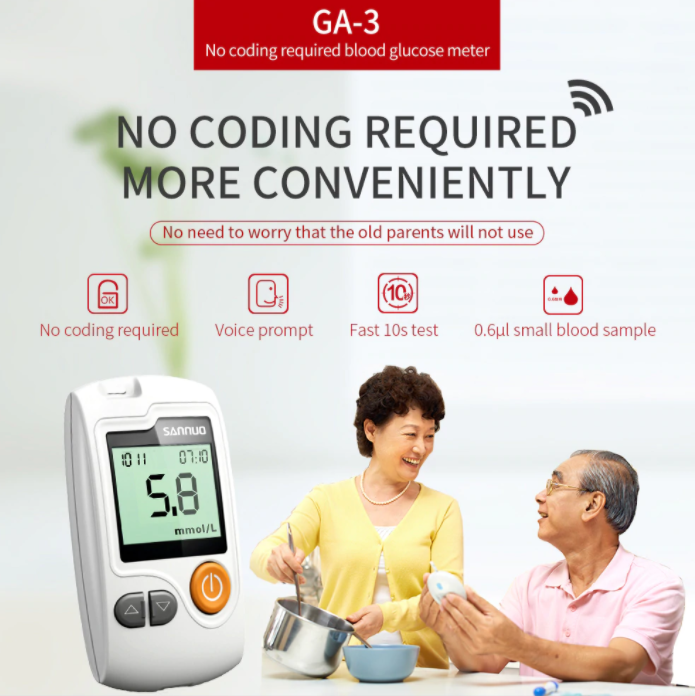 Blood Glucose Monitor Diabetes Testing Blood Sugar Meter 100 Test Strip & Lancet