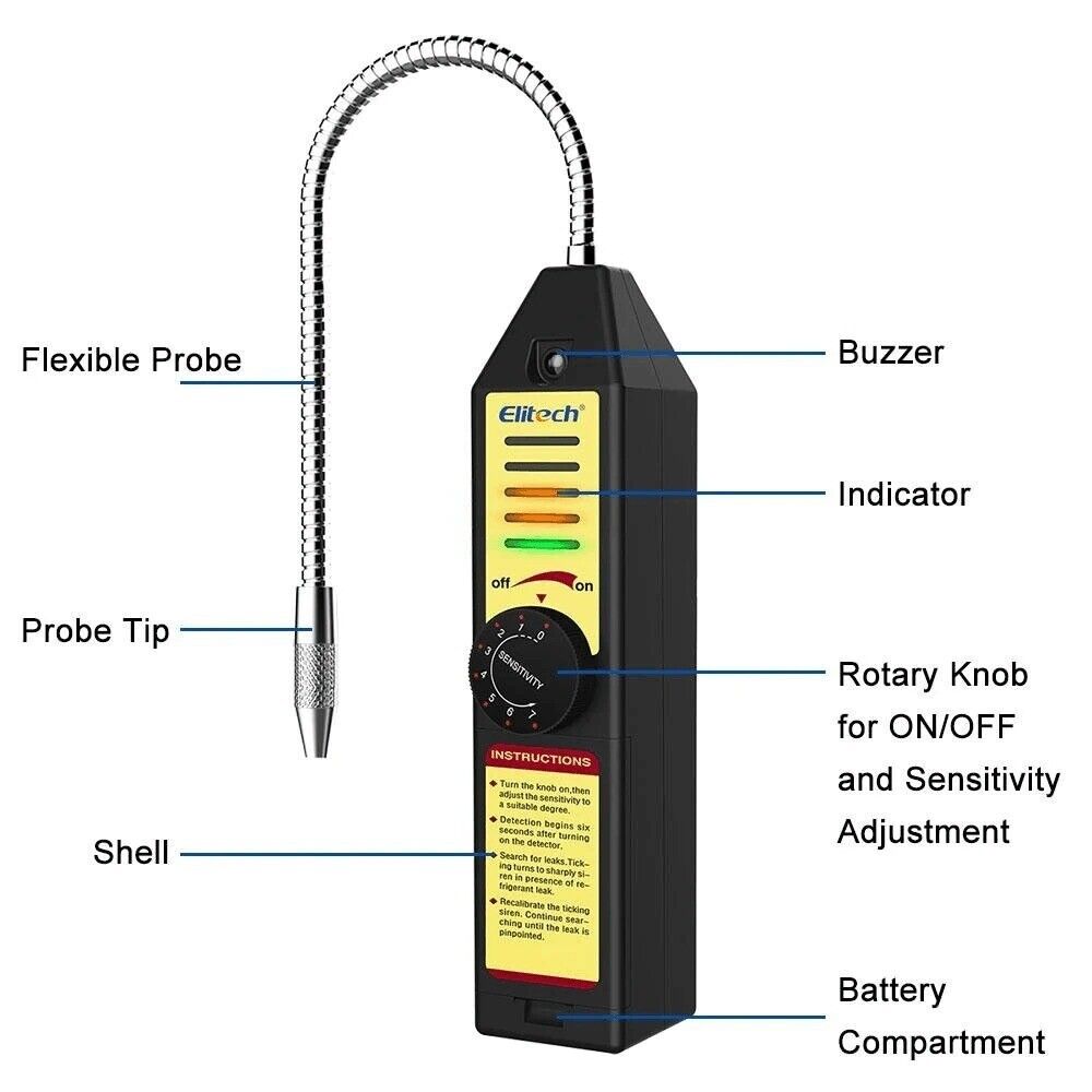 Halogen Freon Leak Detector Refrigerant Gas Leakage Tester Elitech WJL-6000
