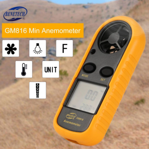Anemometer Wind Digital Speed Temperature Meter Air Flow Gauge LCD GM816