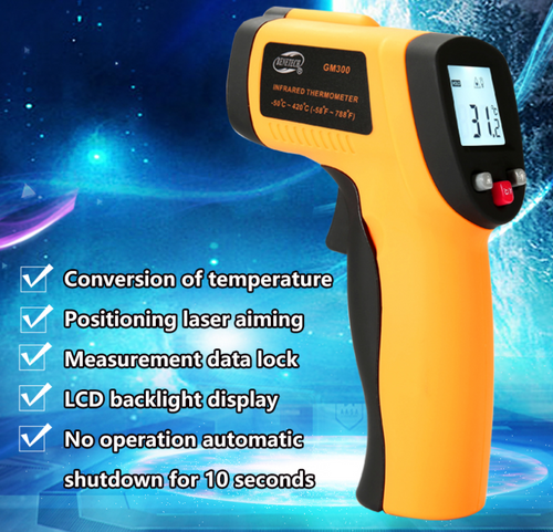 Non Contact Infrared Thermometer Temperature -50-420°C Laser Temp Gun IR GM300