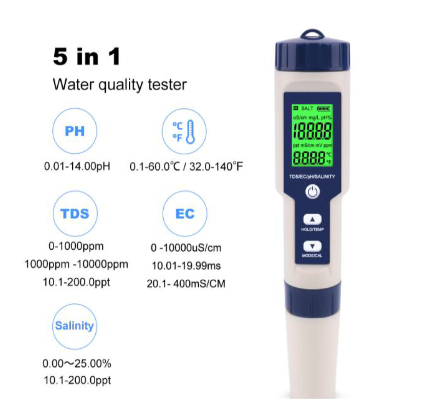 PH EC DO Conductivity TDS Salinity Temp Dissolved Oxygen Meters Water Testing