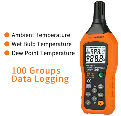 Hygrometer Temperature Humidity Due Point Thermometer Meter 100 Logs PM6508