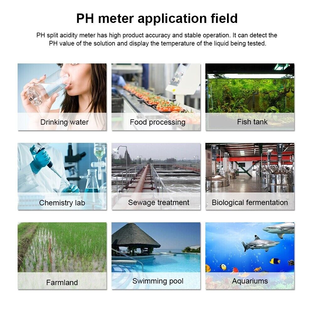 pH Temp Meter Millivolt Tester Monitor LCD Measure Instrument Water test 0-14