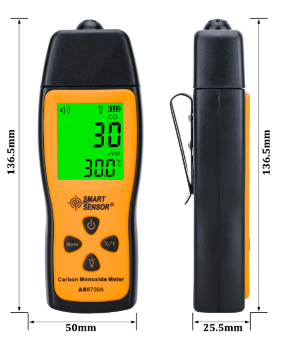 Carbon Monoxide CO Gas Meter Tester Monitor Detector Gauge 0-1000ppm AS8700A