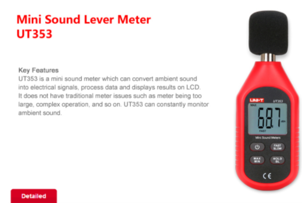 UNI-T LCD Digital Sound Level Meter Noise Decibel Monitoring 30-130dB Test UT353