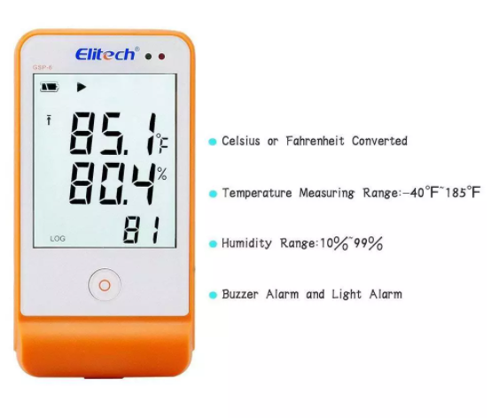 GSP-6 Temperature Humidity Data Logger Recorder Refrigerator Cold Chain 2 Probes
