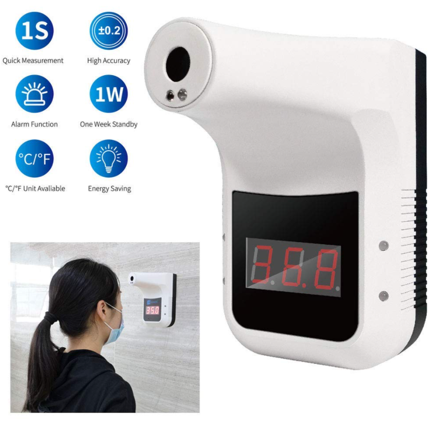 Wall Mounted Digital Thermometer Non-contact Temperature With Alarm & USB K3