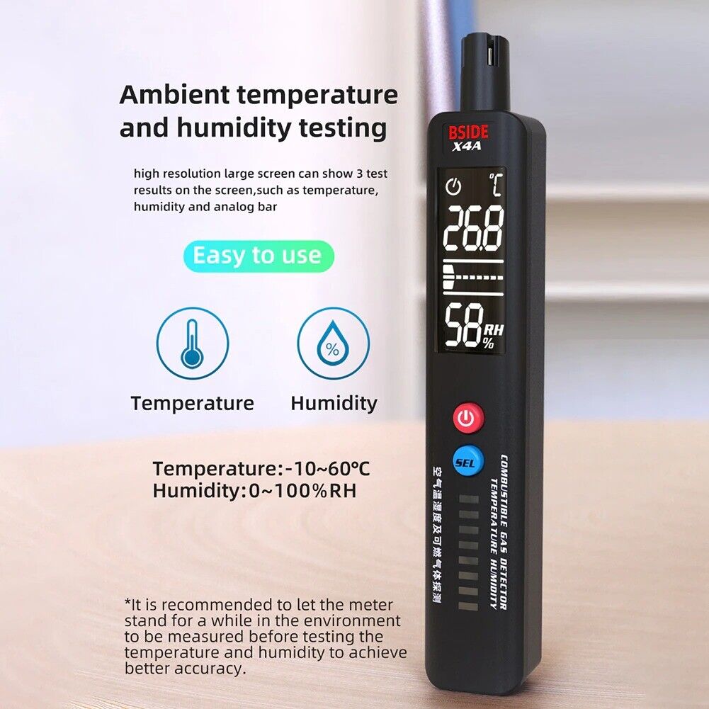 Portable Gas Leak Temperature Humidity Detector Air Tester LCD Display BSIDE X4A
