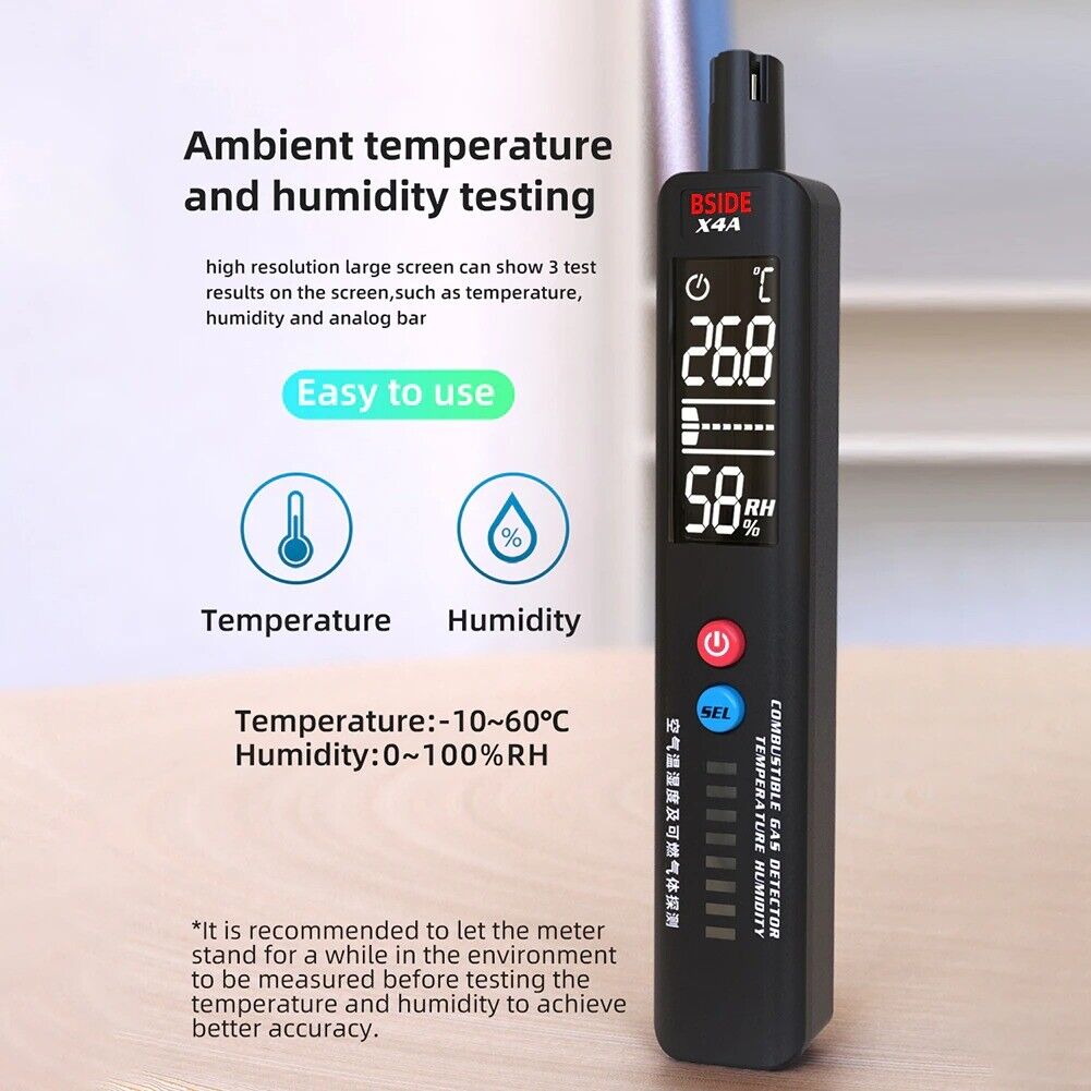 Portable Gas Leak Temperature Humidity Detector Air Tester LCD Display BSIDE X4A