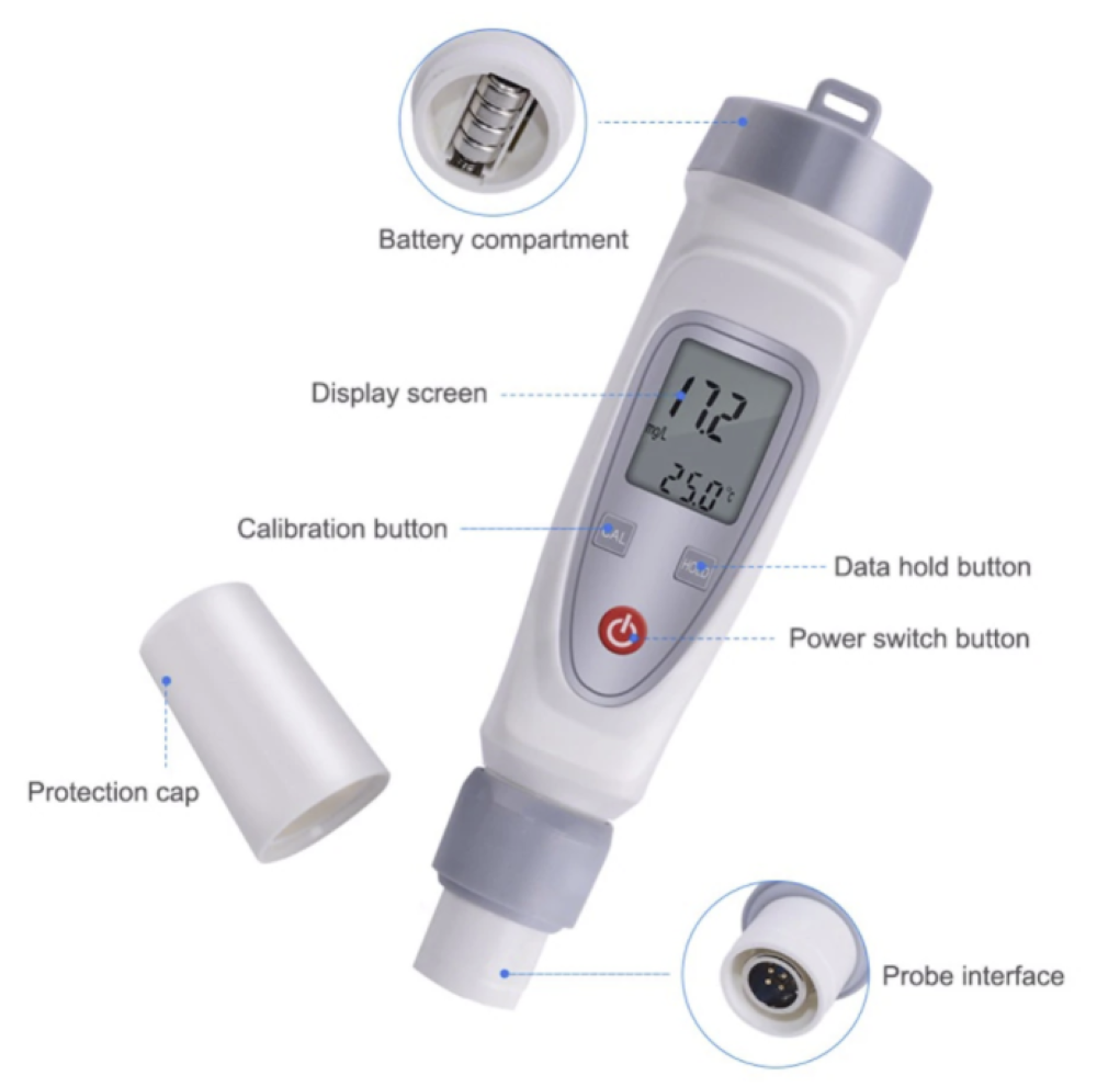 Dissolved DO Oxygen Meter Portable Probe Tester LCD ATC Range 0-20mg/l JPB-70A