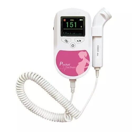 Fetal Doppler Baby Heart Beat Rate Monitor Sound C1 Pink 2MHZ Probe CONTEC