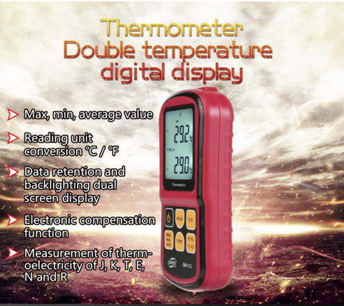 Digital Thermometer Temperature Temp Thermocouple Measure Meter Probes GM1312