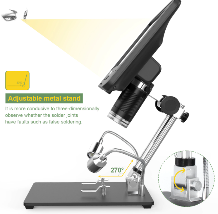 Microscope Digital 8.5 Inch LCD 5X-1200X Stereo LCD Display Screen 1080P