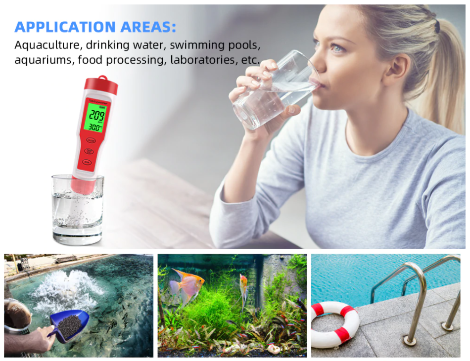 PH EC Conductivity TDS Temp 4 in 1 Meter Digital LCD Water Quality Monitor ATC