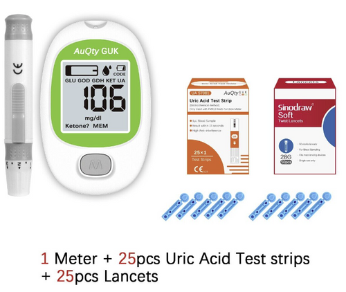 Blood Uric Acid Monitor Meter Tester 25 Test Strips and 25 Lancets & Lancet