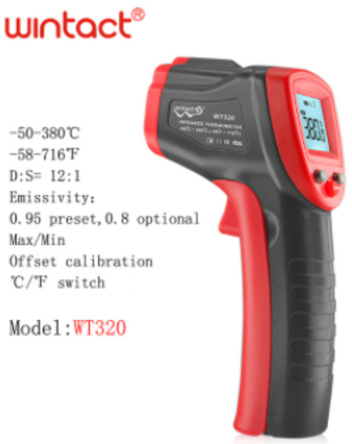 Non Contact Infrared Thermometer Temperature -50-380°C Laser Temp Gun IR WT320