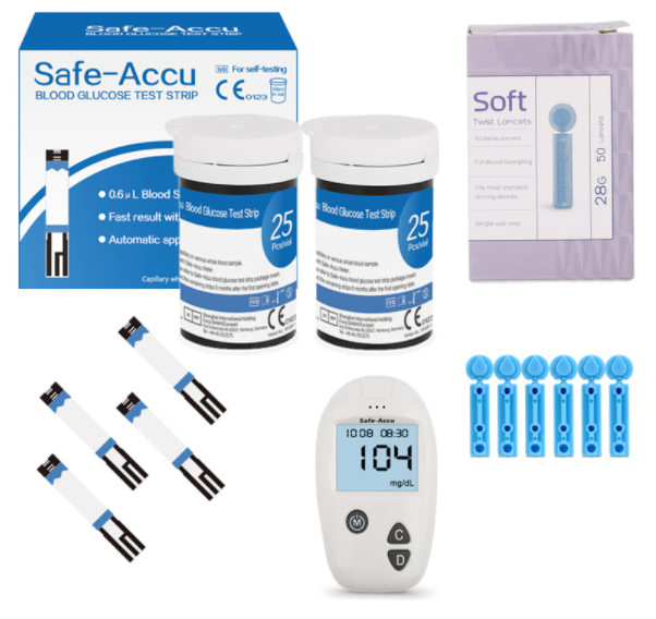 Blood Glucose Monitor Diabetes Testing Blood Sugar Meter 50 Test Strips & Lancet