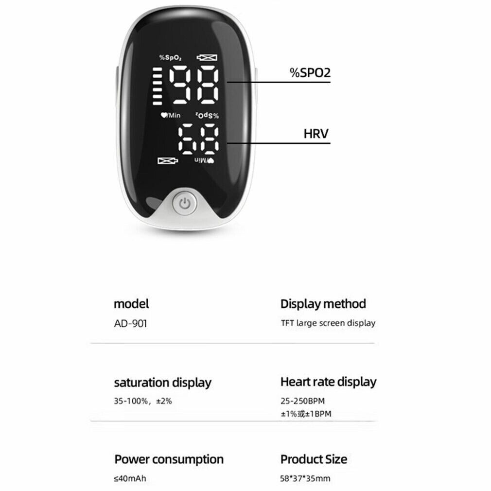 Pulse Oximeter Blood Oxygen Saturation Meter Heart Rate Monitor LED Display