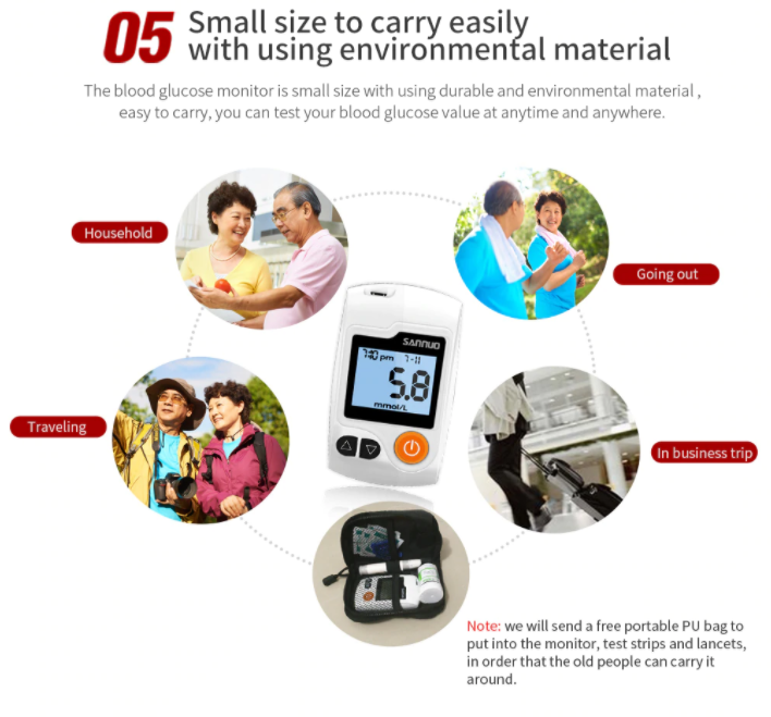Blood Glucose Monitor Diabetes Testing Blood Sugar Meter 100 Test Strip & Lancet