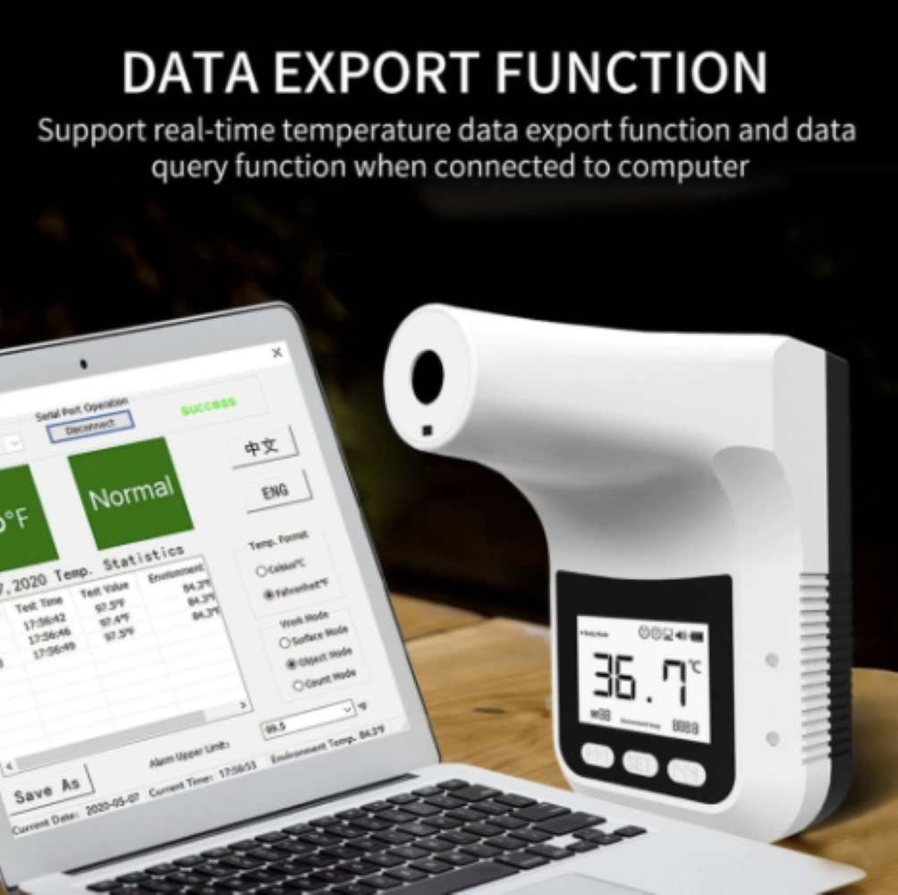 Wall Mounted Digital Thermometer Non-contact Temperature With Alarm & USB K3 Pro