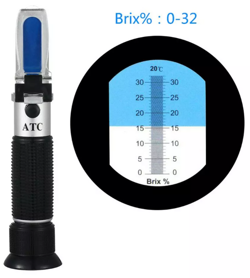 Refractometer Brix 0-32% Handheld ATC Tester for Sugar Fruit Wine Measurements