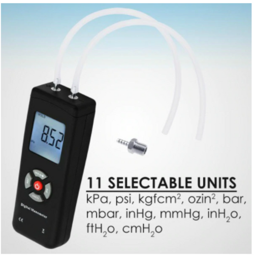 Manometer Digital Air Pressure Meter Differential Gas Tester Tool LCD Gauge