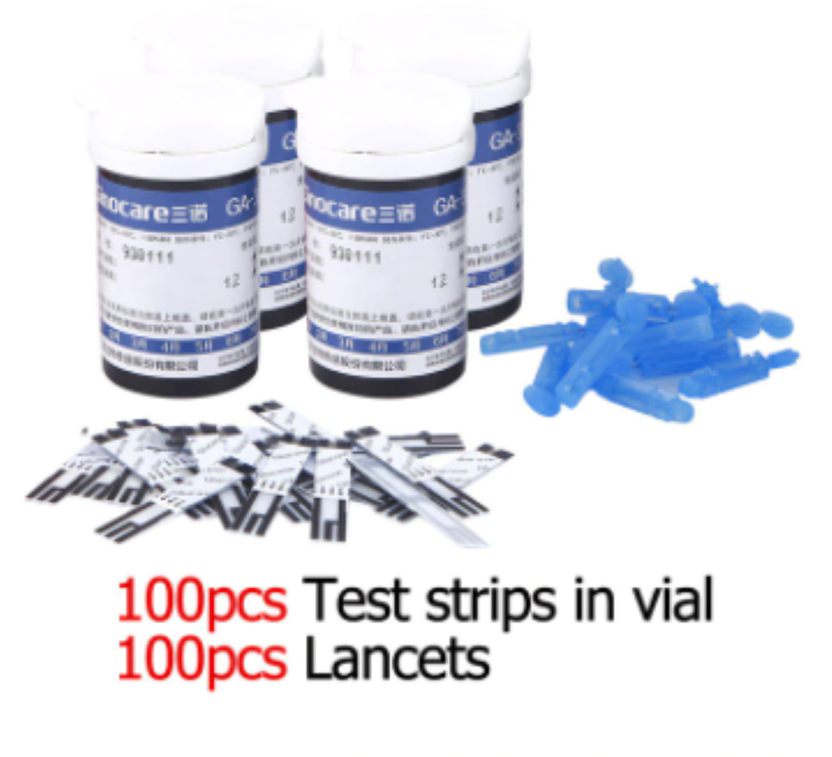 Blood Glucose Sugar Diabetes 100 Test Strips & 100 Lancets For Sinocare GA-3