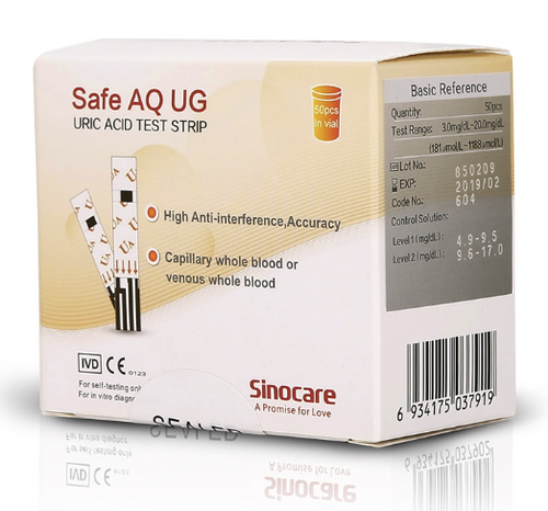 Uric Acid Test Strips & 150 Pack Lance for Sinocare Safe AQ UG  2 in 1 Meter