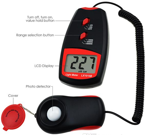 Digital Light Lux Meter Luxmeter 0~100,000 With Selectable Range & Test Sensor