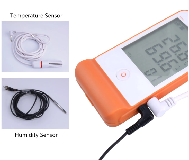 GSP-6 Temperature Humidity Data Logger Recorder Refrigerator Cold Chain 2 Probes