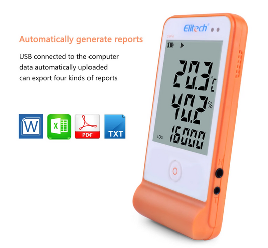 GSP-6 Temperature Humidity Data Logger Recorder Refrigerator Cold Chain 2 Probes