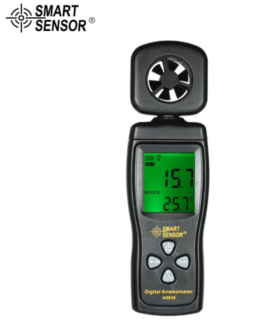 Anemometer Digital Wind Speed Air Velocity Temperature Meter Smart Sensor AS816