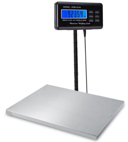 Scale Digital Postal Electronic Weigh 300KG x 0.1kg AC Power Back-lit Blue LCD