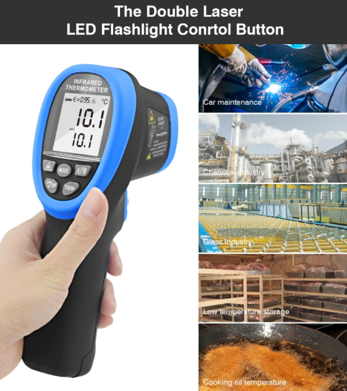 Infrared Thermometer -50-1800℃ Pyrometer IR Temperature Gun Noncontact HP-1800