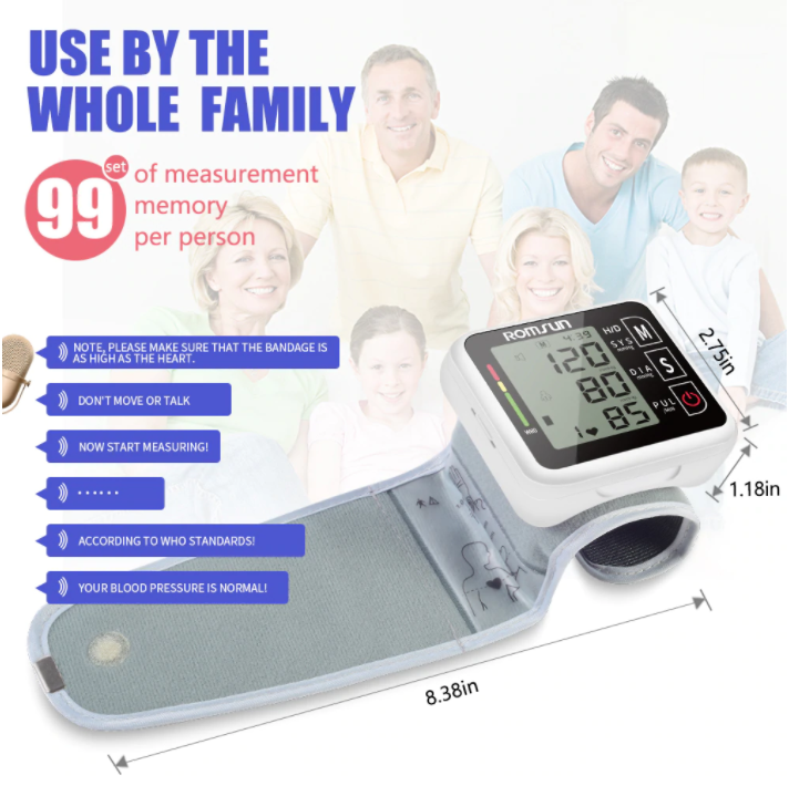 Wrist Blood Pressure Monitor Meter Portable Automatic Heart Rate Pulse DGG518