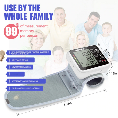 Wrist Blood Pressure Monitor Meter Portable Automatic Heart Rate Pulse DGG518