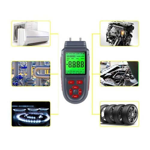 Manometer Gas Pressure Air Gauge Pressure Meter Differential Gas Tester X37E