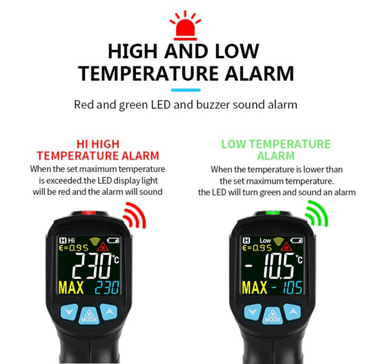 Infrared Thermometer High Temperature Non-Contact Temperature Humidity Meter