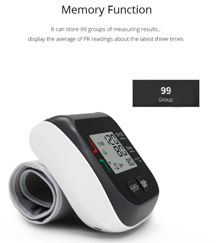Wrist Blood Pressure Monitor Meter Portable Automatic LCD Display Adjustable